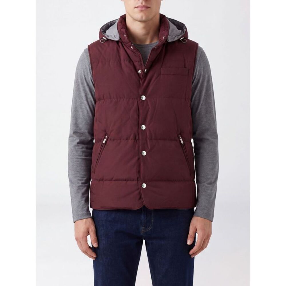 Brunello Cucinelli Men Padded Nylon Vest Brunello Cucinelli With Removable Hood
